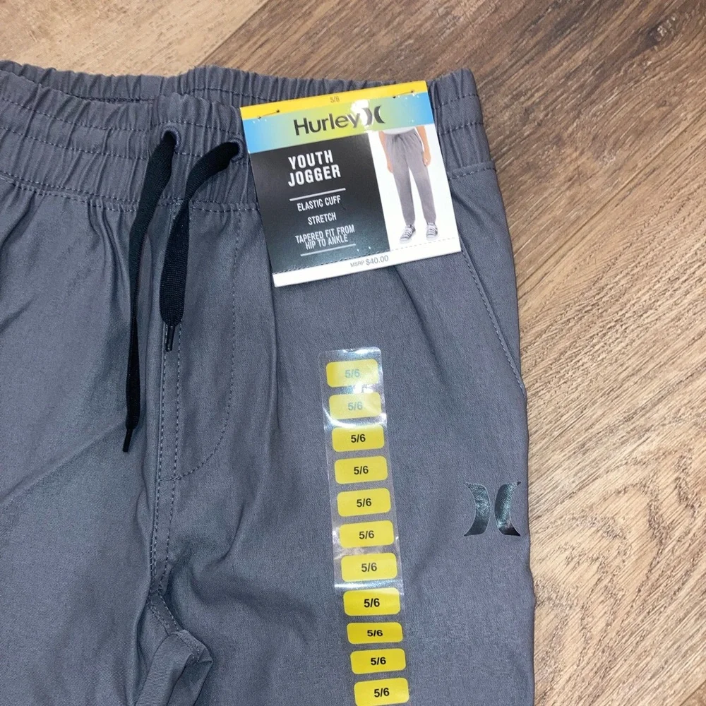 NWT Hurley Gray Jogger Pants Bottoms Athletic Sports New Size 5/6 Boy